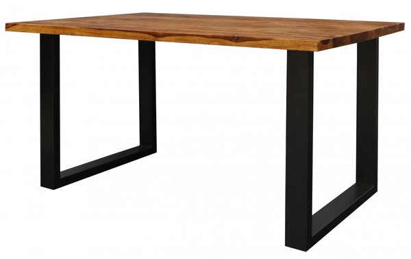 Jídelní stůl s kovovými nohami 120x90 cm z indického masivu palisandr