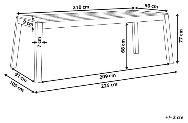 Zahradní jídelní stůl LIVORNO 210 cm 90 cm Akáciové dřevo Hnědá
