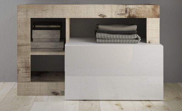 Lavice LENOR 91x59x35 cm bílá/javor