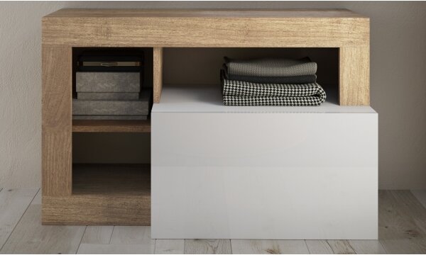 Lavice LENOR 91x59x35 cm bílá/světlý dub