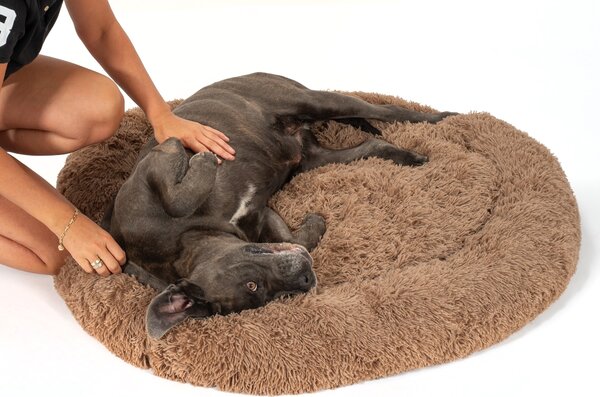 PuppyJoy Kulatý pelíšek pro psy a kočky Plush vel. L 100 cm hnědý