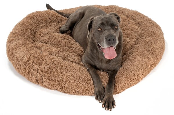PuppyJoy Kulatý pelíšek pro psy a kočky Plush vel. L 100 cm hnědý