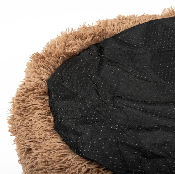 PuppyJoy Kulatý pelíšek pro psy a kočky Plush vel. L 100 cm hnědý