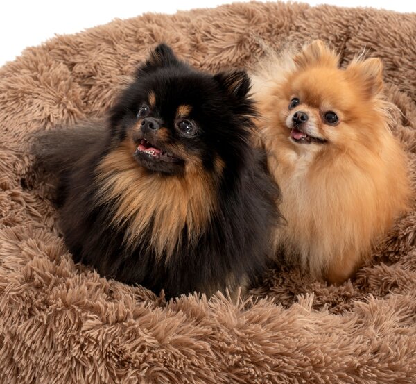 PuppyJoy Kulatý pelíšek pro psy a kočky Plush vel. L 100 cm hnědý