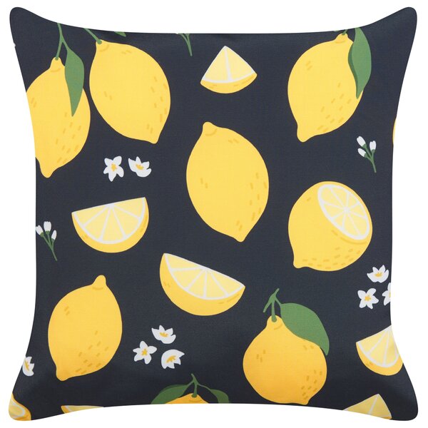 Sada 2 dekorativních polštářů CITRUS 45 x 45 cm Černá Rostlinný vzor