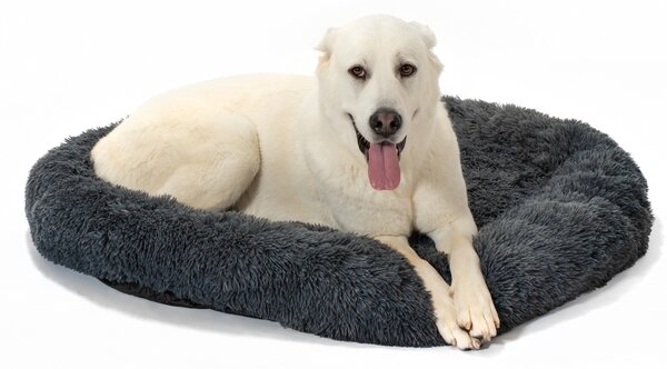 PuppyJoy Kulatý pelíšek pro psy a kočky Plush vel. L 100 cm tmavě šedý