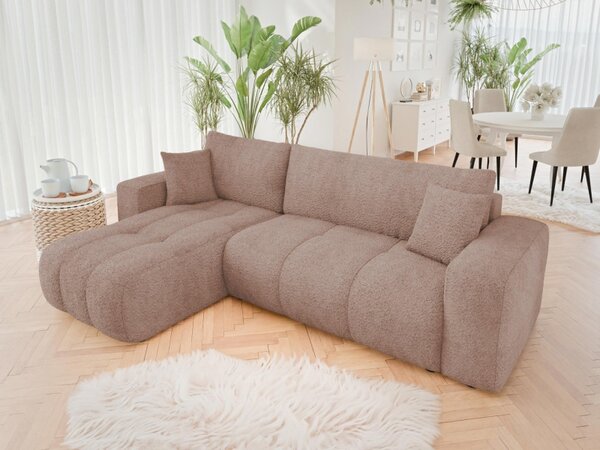 Rohová rozkládací sedačka Larow Boucle, Potah: Coral 65 5903211452062