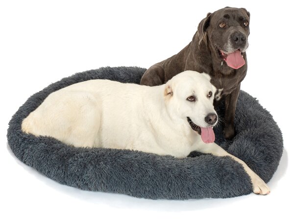 PuppyJoy Kulatý pelíšek pro psy a kočky Plush vel. L 100 cm tmavě šedý