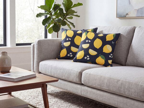 Sada 2 dekorativních polštářů CITRUS 45 x 45 cm Černá Rostlinný vzor