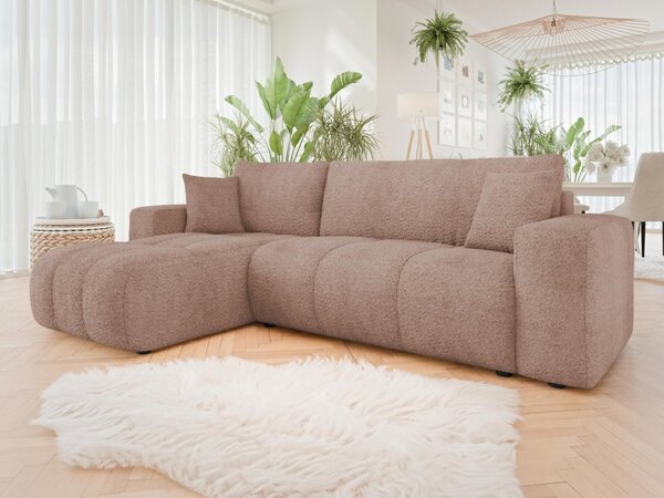 Rohová rozkládací sedačka Larow Boucle, Potah: Coral 65 5903211452062