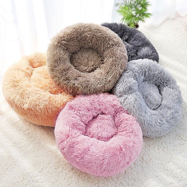 PuppyJoy Kulatý pelíšek pro psy a kočky Plush vel. L 100 cm tmavě šedý