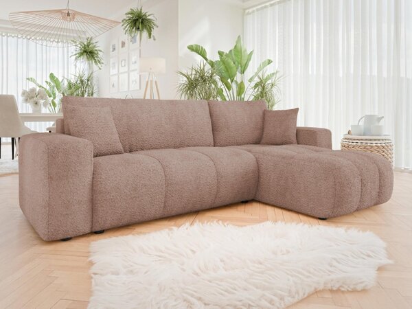 Rohová rozkládací sedačka Larow Boucle, Potah: Coral 65 5903211452062
