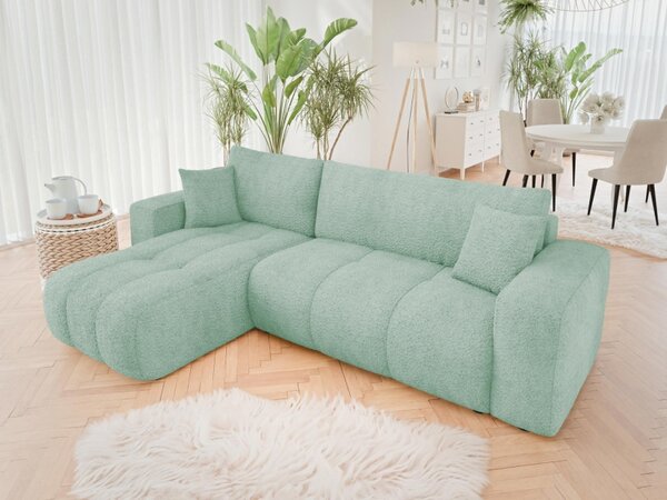 Rohová rozkládací sedačka Larow Boucle, Potah: Coral 65 5903211452062