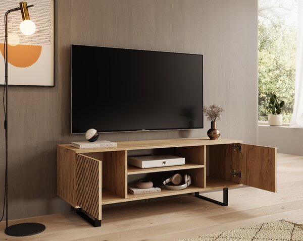 ADRK RTV stolek LORELLO Herringbone OC-J, černá/dub craft Šířka (cm): 135