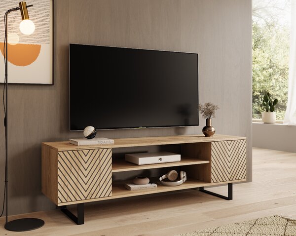 ADRK RTV stolek LORELLO Herringbone OC-J, černá/dub craft Šířka (cm): 135