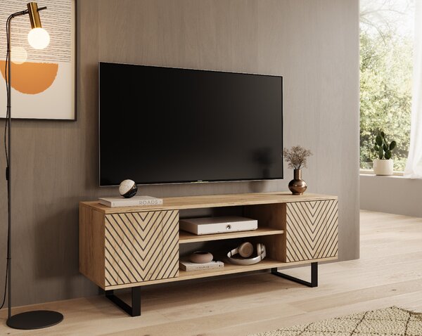 ADRK RTV stolek LORELLO Herringbone OC-J, černá/dub craft Šířka (cm): 135