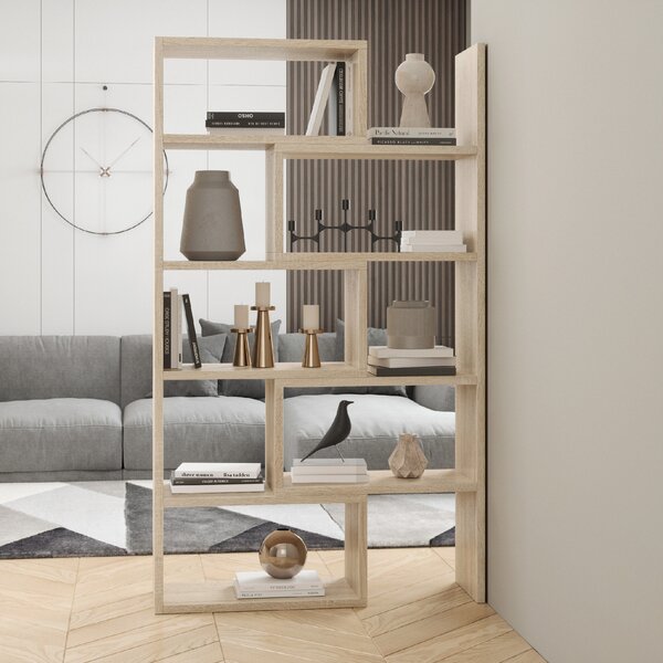 ADRK Designový regál na knihy s nastavitelnou šířkou KARMELO S 72-125, dub sonoma