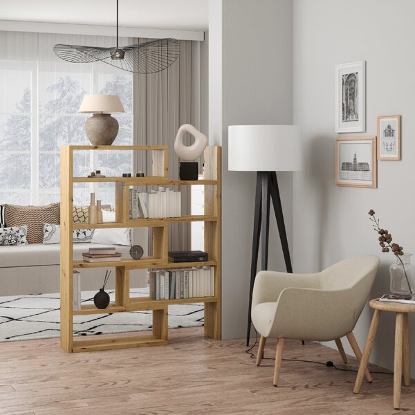 ADRK Designový regál na knihy s nastavitelnou šířkou KARDAL A 72-125, dub artisan