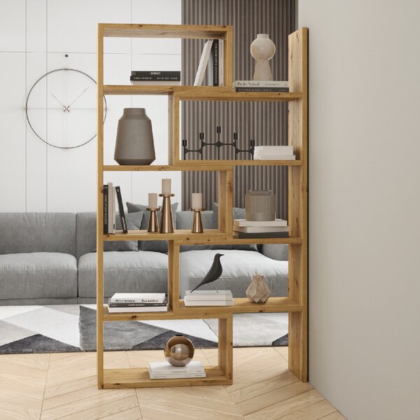 ADRK Designový regál na knihy s nastavitelnou šířkou KARMELO A 72-125, dub artisan
