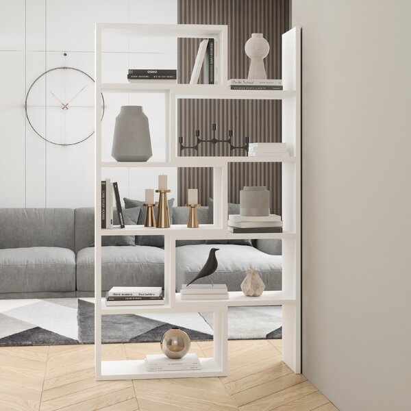 ADRK Designový regál na knihy s nastavitelnou šířkou KARMELO W 72-125, bílá