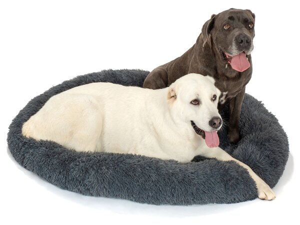 PuppyJoy Kulatý pelíšek pro psy a kočky Plush vel. XL 120 cm tmavě šedý