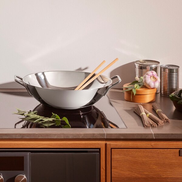 Eva Trio Stainless Steel Nerezová pánev WOK 32 cm, objem 5 l, čistá ocel bez povrchové úpravy, pro vysoké teploty, na indukci, do trouby, Eva Solo 31…