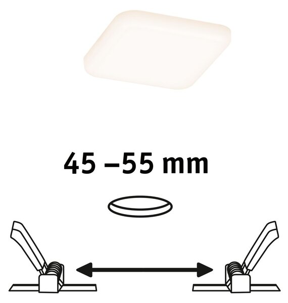 P 92393 LED vestavné svítidlo Veluna VariFit IP44 hranaté 75x75mm 4,5W 3.000K satén - PAULMANN