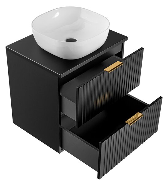 Koupelnová skříňka s umyvadlem a deskou ADEL Black DU60/1 | 60 cm