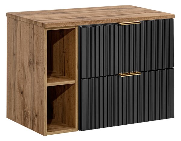 Koupelnová skříňka s umyvadlem a deskou ADEL Black DU80/3 | 80 cm