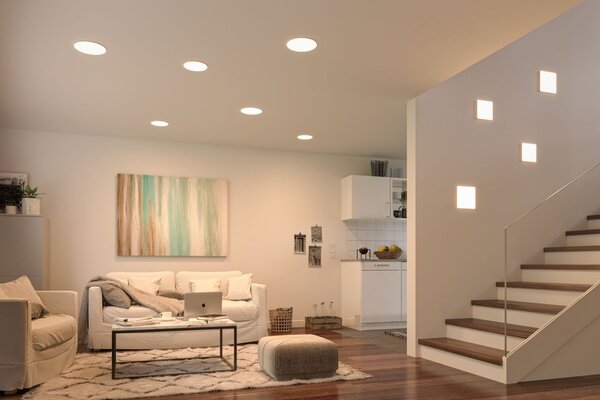 P 93061 LED vestavné svítidlo Veluna VariFit IP44 3-krokové-stmívatelné hranaté 185x185mm 17W 3.000K satén - PAULMANN