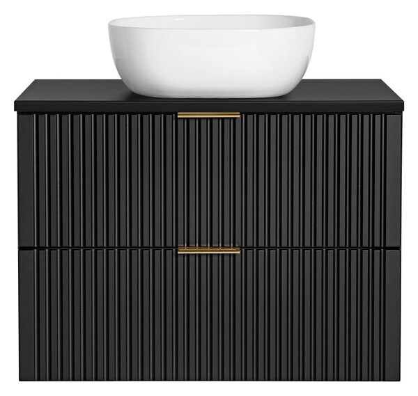 Koupelnová skříňka s umyvadlem a deskou ADEL Black DU80/1 | 80 cm