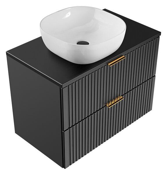 Koupelnová skříňka s umyvadlem a deskou ADEL Black DU80/1 | 80 cm