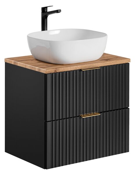 Koupelnová skříňka s umyvadlem a deskou ADEL Black DU60/2 | 60 cm