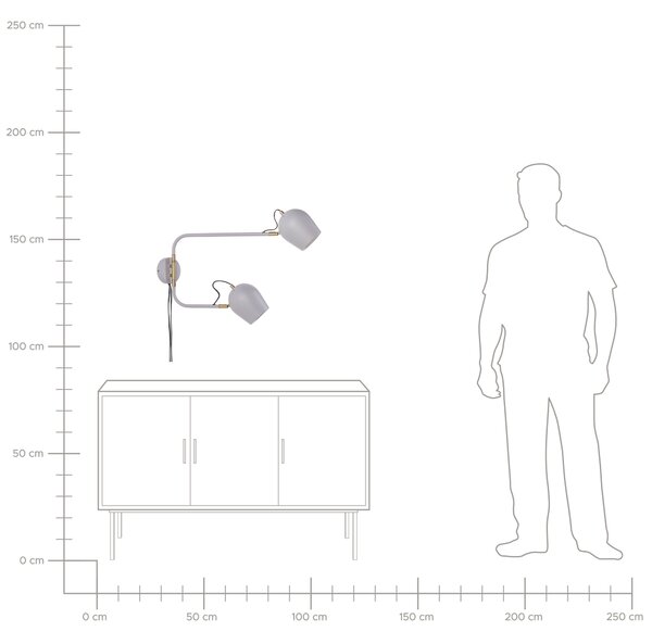 Nástěnná lampa ESTRELLA Světle šedá Kov Nastavitelná