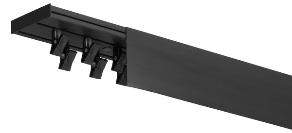Dekodum Stropní kolejnice z PVC dvouřadá černé s krytem Délka: 150 cm, Typ přichycení: žabky