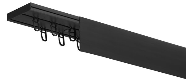 Dekodum Stropní kolejnice z PVC dvouřadá černé s krytem Délka: 150 cm, Typ přichycení: žabky