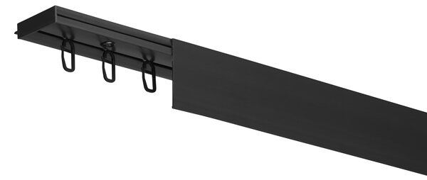 Dekodum Stropní kolejnice z PVC jednořadá černá s krytem Délka: 150 cm, Typ přichycení: žabky