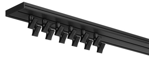 Dekodum Stropní kolejnice z PVC dvouřadá černá Délka: 150 cm, Typ přichycení: žabky