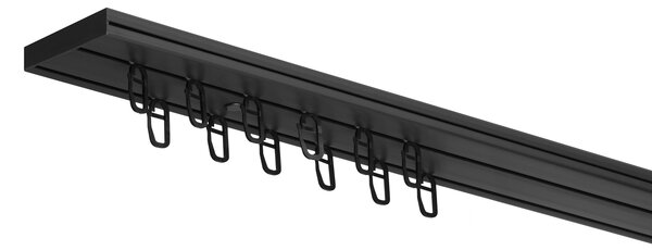 Dekodum Stropní kolejnice z PVC dvouřadá černá Délka: 150 cm, Typ přichycení: žabky