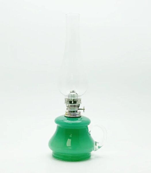 Sklárna Častolovice - Petrolejová lampa Tereza - Bambus - zelená mint