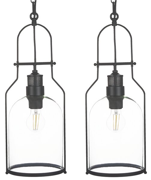 Sada 2 závěsných lamp BASHILO Kov Černá