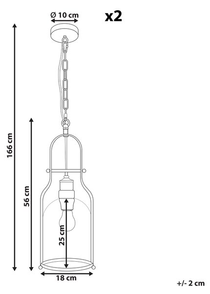 Sada 2 závěsných lamp BASHILO Kov Černá