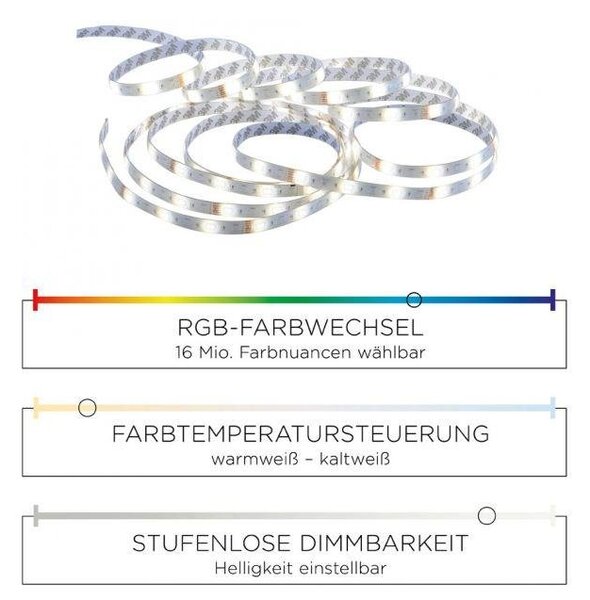 LD 81320-70 FRITZ LED pásky Smart Home fähig, vícebarevné a selbstklebend s RGB+W a Memory ovladač ZigBee RGB+3000-5000K - LEUCHTEN DIREKT / JUST LIGHT