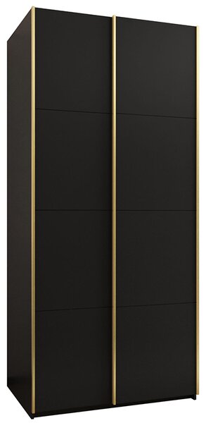 Šatní skříň LUX 1 s posuvnými dveřmi, 100×245,5×64 Černá / zlaté