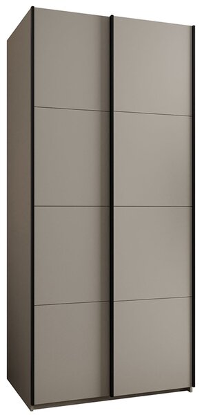 Šatní skříň LUX 1 s posuvnými dveřmi, 100×245,5×64 Kašmír / černé