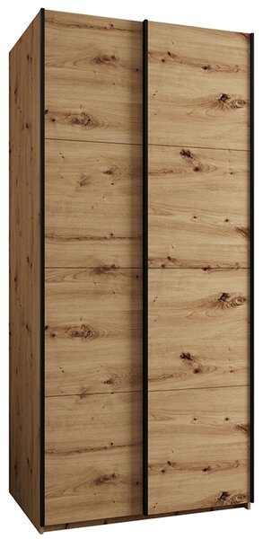 Šatní skříň LUX 1 s posuvnými dveřmi, 100×245,5×64 Dub Artisan / černé