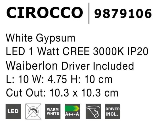 Podhledové svítidlo Cirocco Top bílé – Bílá