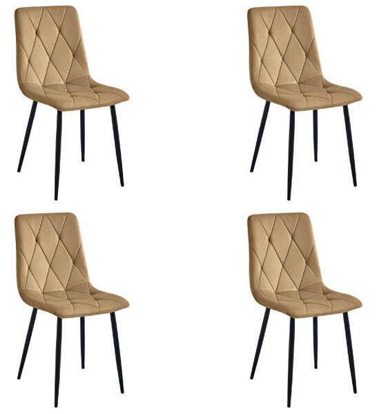 Set jídelních židlí LIBRA sametové hnědé / černé nohy (4 ks)