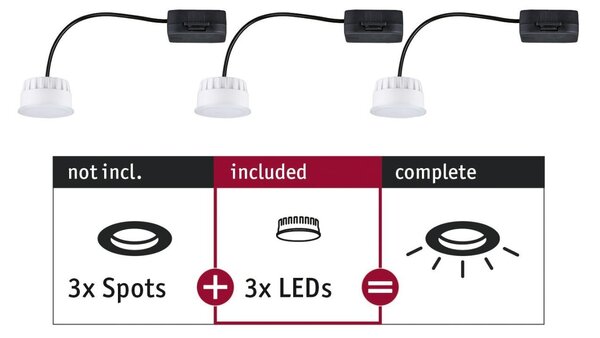 P 92472 LED Modul vestavné svítidlo Choose Coin 3ks sada kruhové 50mm Coin 3x6W 230V 2700K satén - PAULMANN