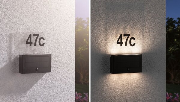P 94577 Solární LED domovní číslo a svítidlo Neda pohybové čidlo IP44 3000K antracit - PAULMANN